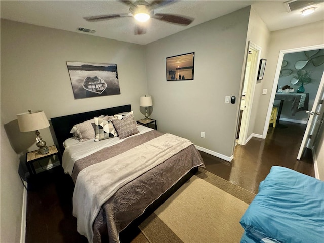 bedroom featuring ceiling fan