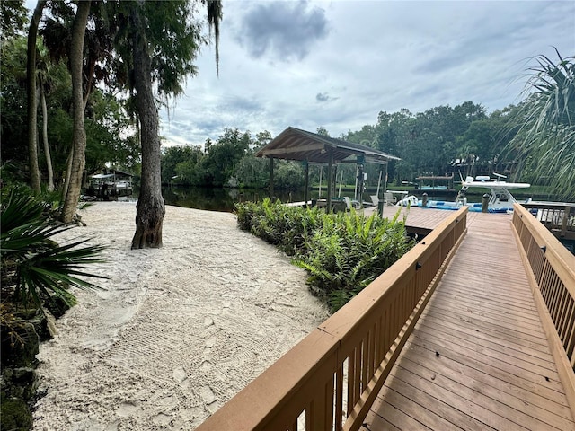 dock area featuring a water view