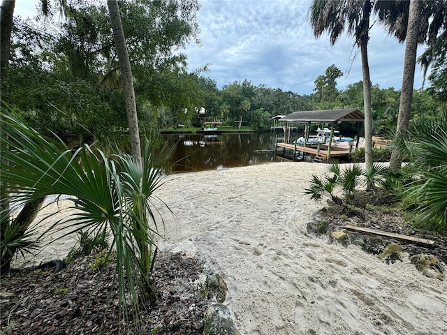 exterior space featuring a boat dock