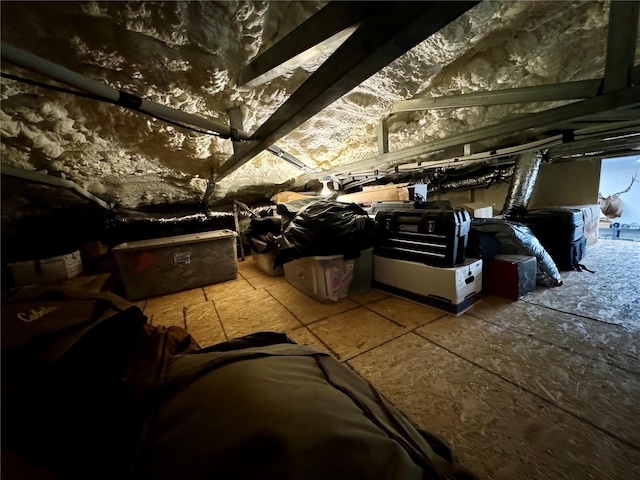 view of unfinished attic