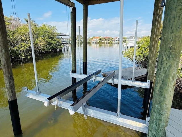 view of dock featuring a water view