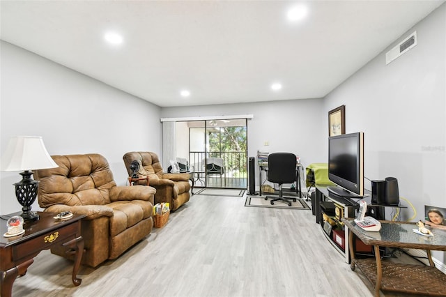 living room featuring light hardwood / wood-style floors