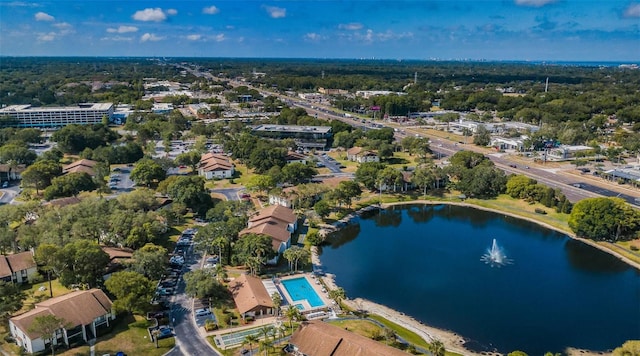 bird's eye view featuring a water view