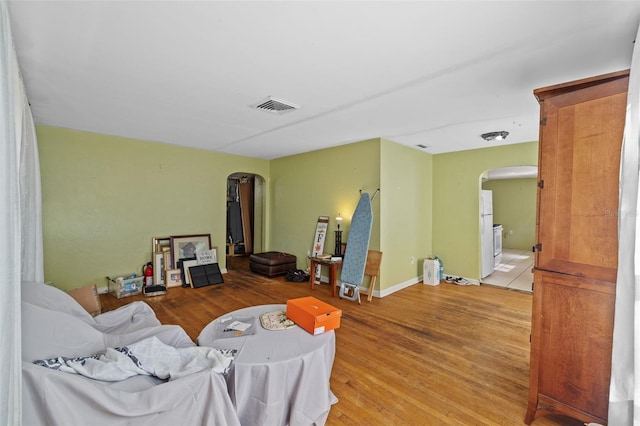 living room featuring light hardwood / wood-style flooring