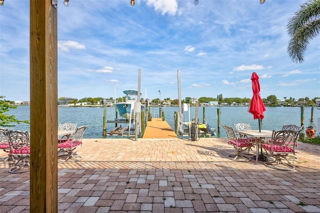 view of dock featuring a water view