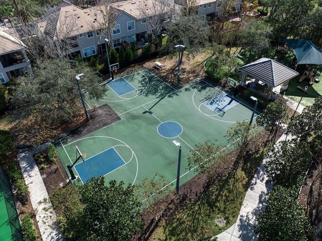 view of basketball court with a gazebo