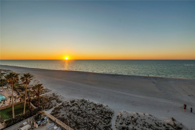 property view of water with a beach view