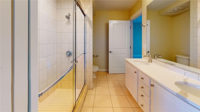 full bathroom with a sink, visible vents, toilet, and a stall shower