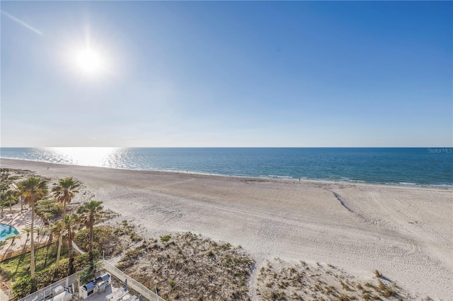 property view of water with a beach view