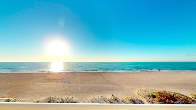 view of water feature with a view of the beach