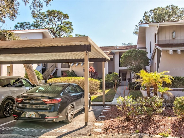 view of parking featuring a carport