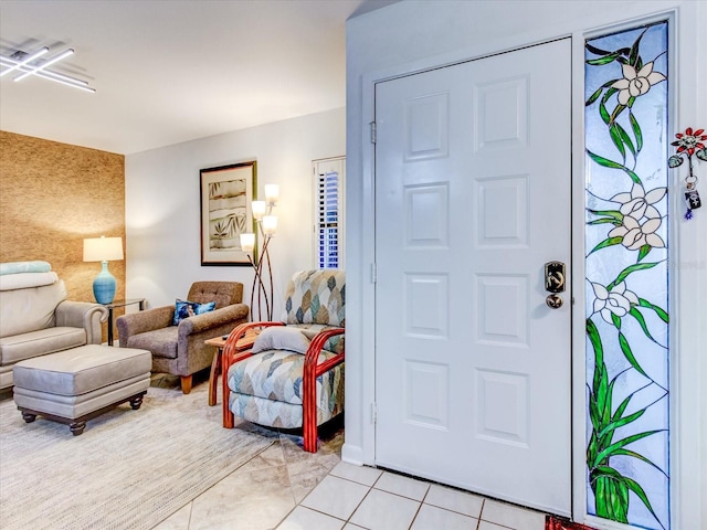 foyer featuring light tile patterned floors