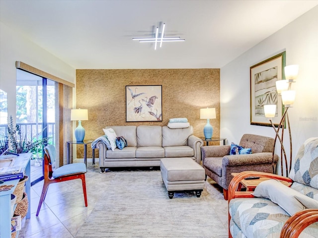 view of tiled living room