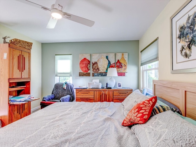 bedroom featuring ceiling fan