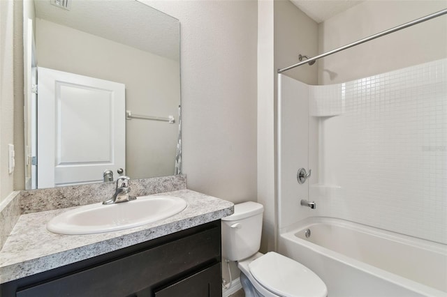 full bathroom featuring vanity, toilet, and shower / washtub combination