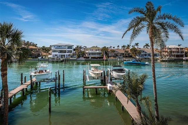 view of dock featuring a water view