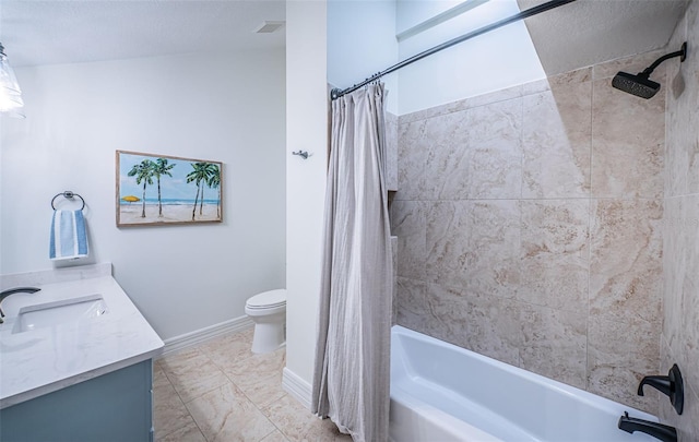 full bathroom featuring vanity, toilet, and shower / bath combo