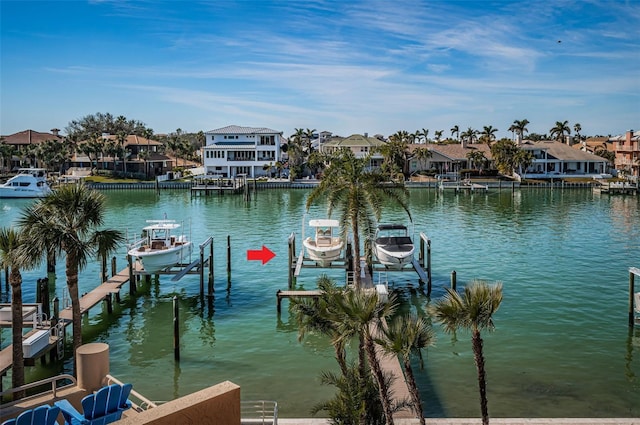 view of dock featuring a water view