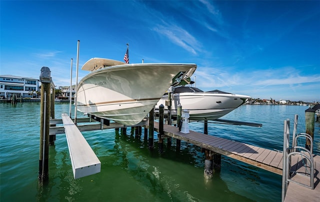 view of dock featuring a water view