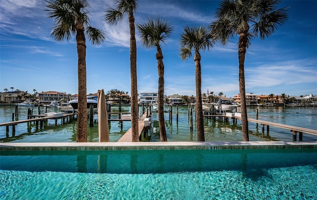 view of dock featuring a water view