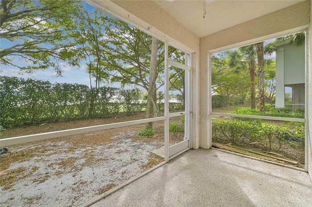 view of unfurnished sunroom