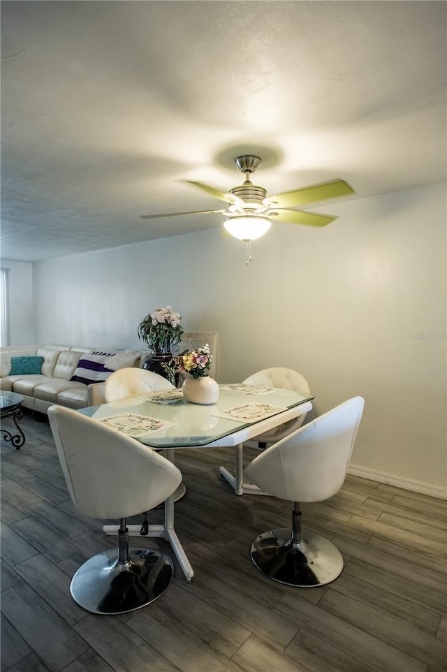 dining space featuring hardwood / wood-style flooring