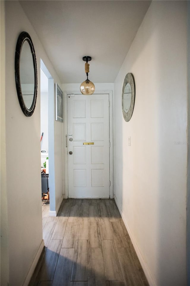 hallway featuring hardwood / wood-style flooring