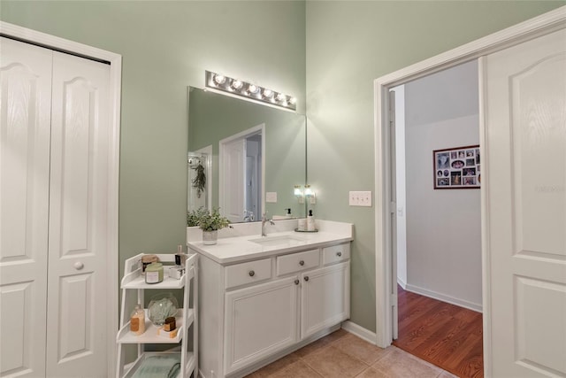 bathroom featuring vanity and tile patterned floors