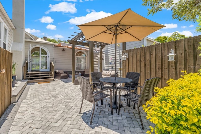 view of patio with a pergola