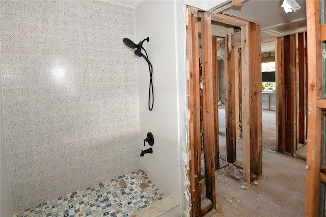 bathroom featuring a shower