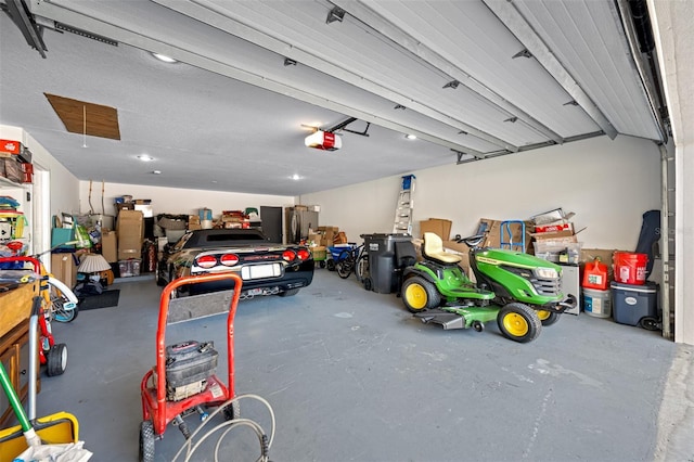 garage with a garage door opener