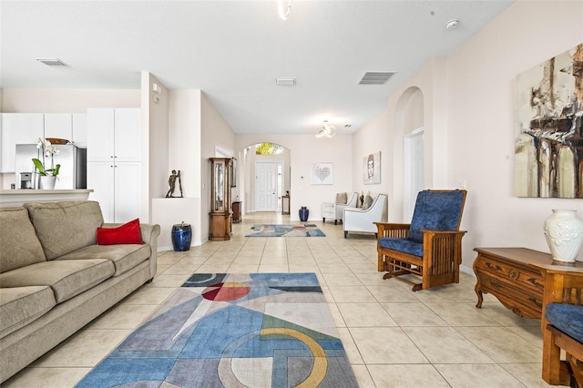 view of tiled living room