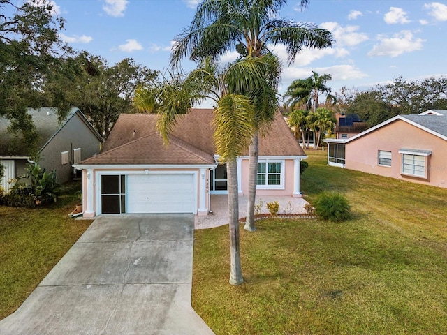 ranch-style house featuring a front yard