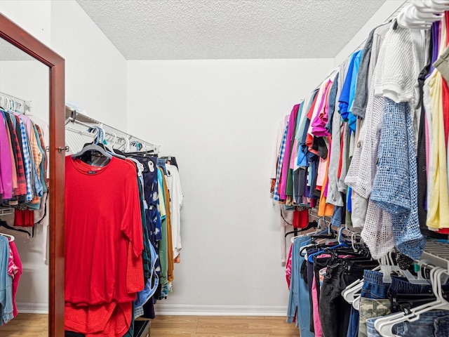 walk in closet featuring light hardwood / wood-style floors