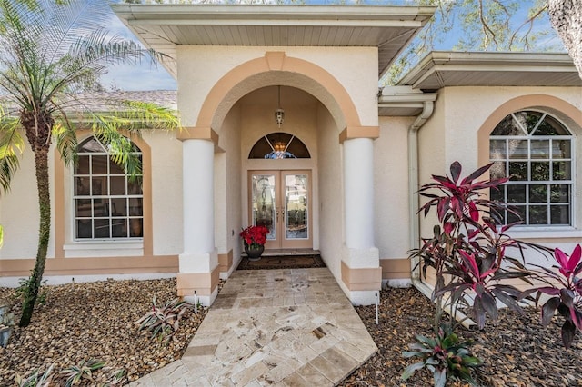 property entrance with french doors