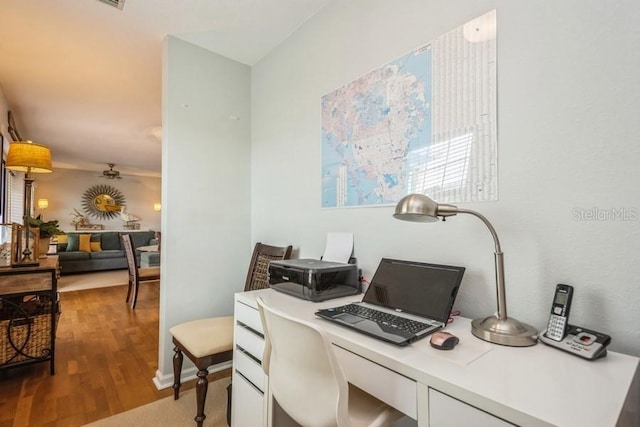 office featuring hardwood / wood-style flooring