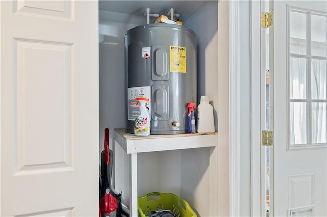 utility room with water heater