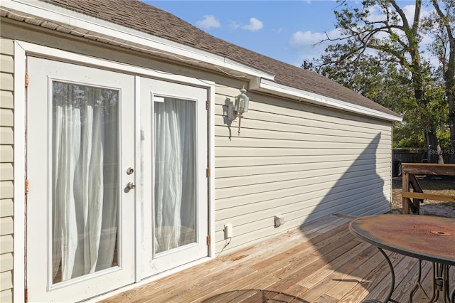 wooden deck with french doors