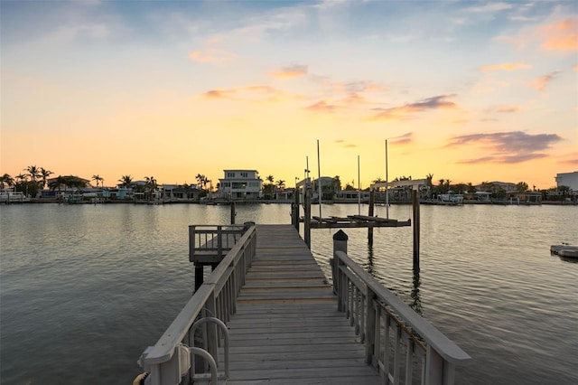 view of dock featuring a water view