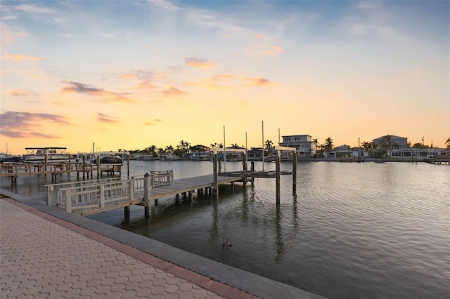 dock area featuring a water view