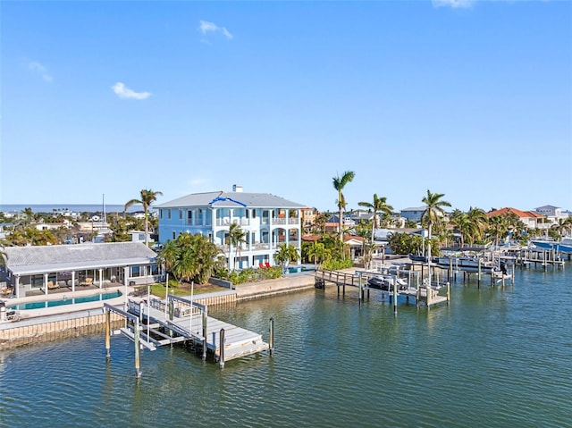 dock area featuring a water view