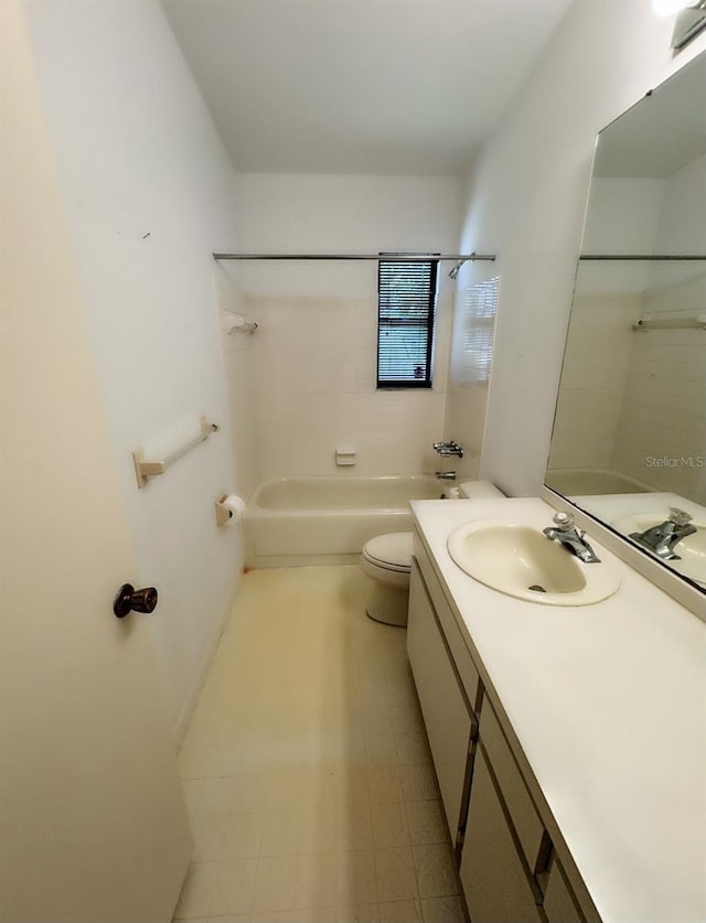 full bathroom featuring vanity, toilet, and shower / bathtub combination