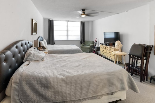 bedroom with carpet flooring and ceiling fan