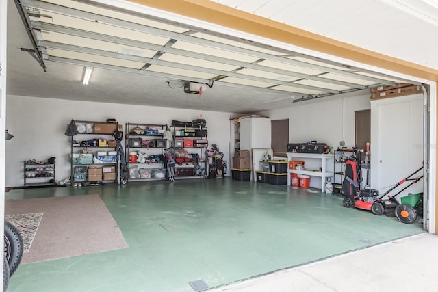 garage with a garage door opener