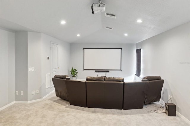 view of carpeted home theater