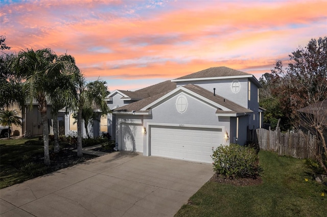 view of front of home with a lawn