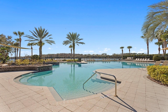 view of pool featuring a patio area