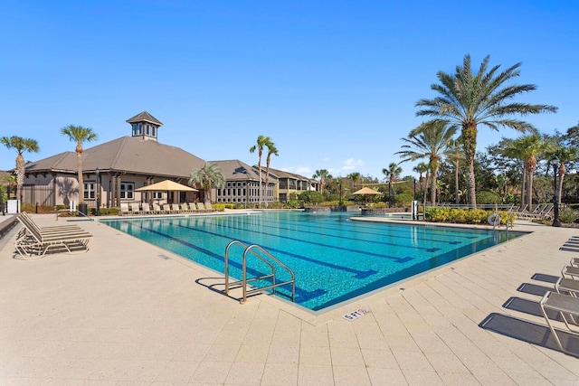 view of pool featuring a patio