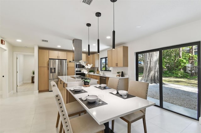 dining area with sink