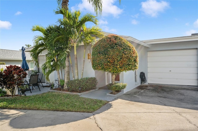 exterior space with a garage